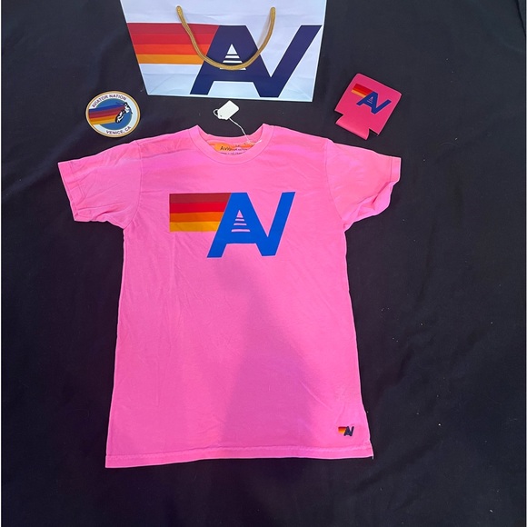 Aviator Nation Other - - NWT Kids Aviator Nation T Shirt AV Logo tee Size 14 Neon Pink